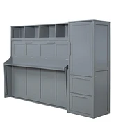 Streamdale Furniture Queen Murphy Bed Wall With Closet And Drawers