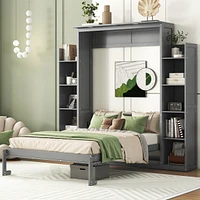 Full Murphy Bed Wall With Shelves And Led Lights