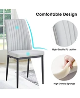 Set of 4 Upholstered Dining Chairs with Metal Legs