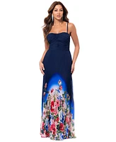 Xscape Women's Sunburst Floral-Ombre Long Dress