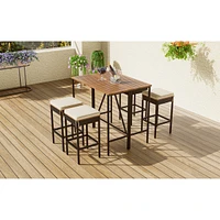 Simplie Fun 5-Piece Outdoor Bar Height Dining Set