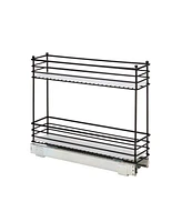 Household Essentials Glidez Multipurpose Paint-Finished Steel Pull-Out/Slide-Out Storage Organizer with Plastic Liners for Under Cabinet 2-Tier Design