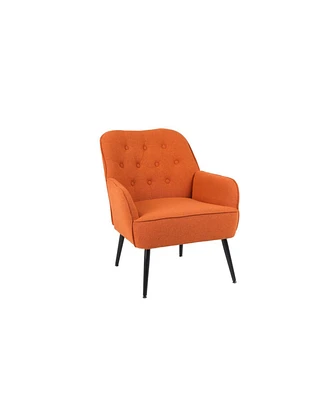 Simplie Fun Modern Mid Century Chair Velvet Sherpa Armchair For Living Room Bedroom Office Easy Assemble(Orange)