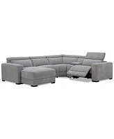 Nevio -Pc. Fabric Power Headrest Sectional and Chaise with 1 Motion Chair