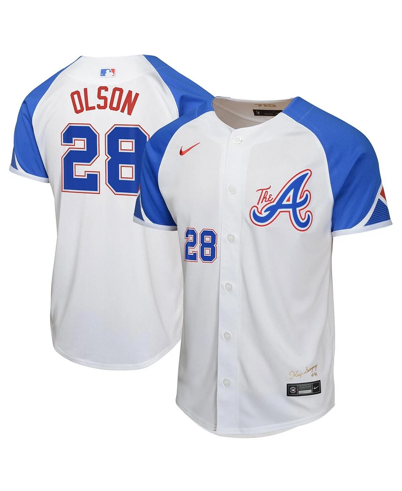 Nike Big Boys and Girls Matt Olson White Atlanta Braves City Connect Limited Player Jersey