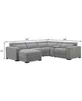 Nevio -Pc. Fabric Power Headrest Sectional and Chaise with 1 Motion Chair