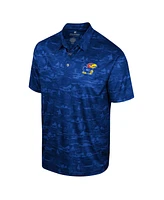 Colosseum Men's Royal Kansas Jayhawks Daly Print Polo Shirt