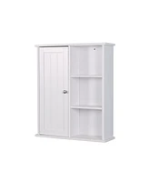 Simplie Fun Wall Mount Medicine Cabinet With A Door, Wooden Bathroom Storage Cabinet With Adjustable Shelf