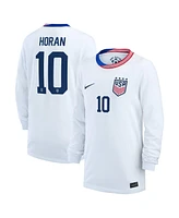 Nike Big Boys and Girls Lindsey Horan White Uswnt 2024 Home Stadium Replica Player Long Sleeve Jersey