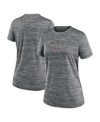 Nike Women's Charcoal New York Mets 2024 City Connect Authentic Collection Performance Practice Velocity T-Shirt