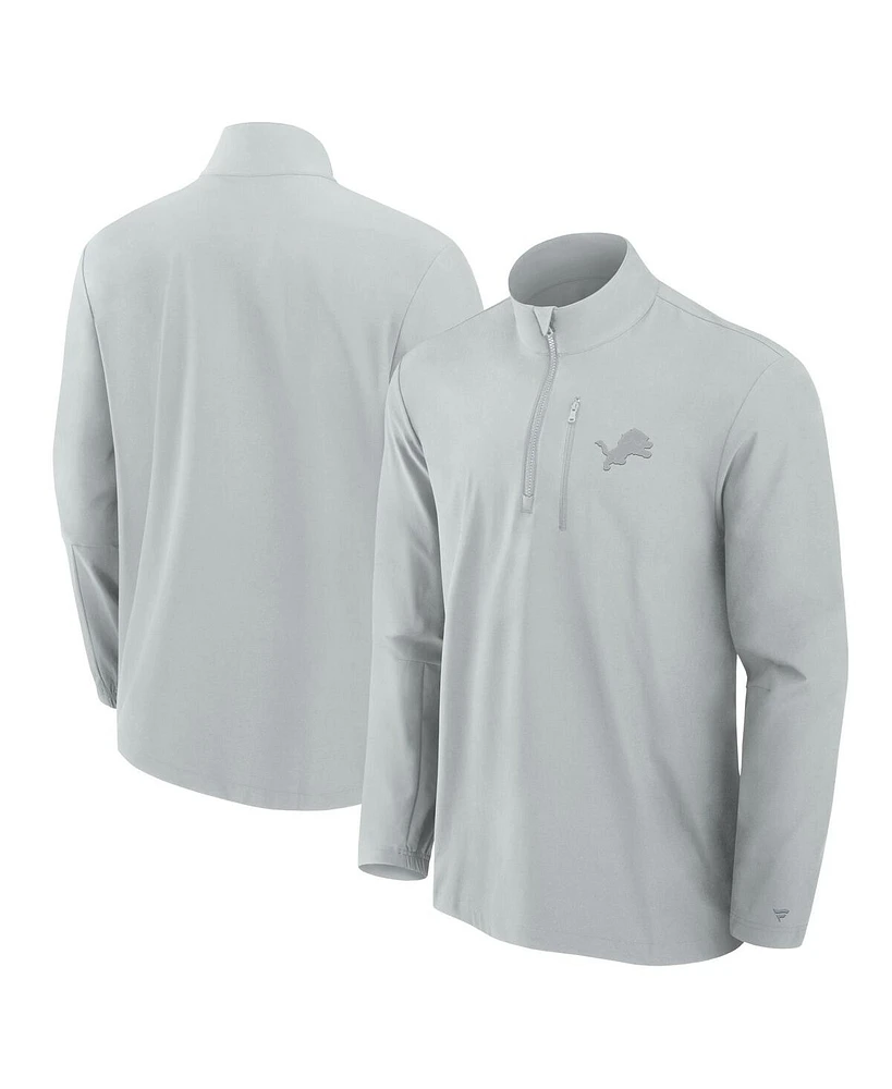 Fanatics Signature Men's Gray Detroit Lions Front Office Woven Quarter-Zip Jacket