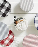 Design Imports Cloth Bowl Cover Collection Machine Washable, Cotton with Elastic Stretch for Food Storage, 10.25"/8.25"/7.5" Diameter, Farmhouse Plaid