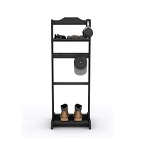 Accent Portable Garment Rack, Clothes Valet Stand With Storage Organizer, Black Finish