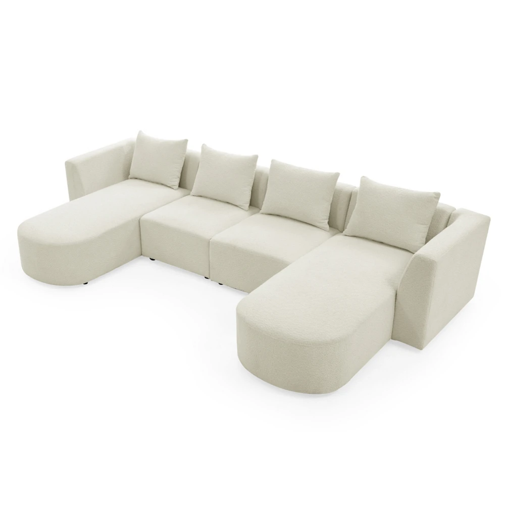 Simplie Fun Modular U-Shaped Sofa with Chaise and Single Seats