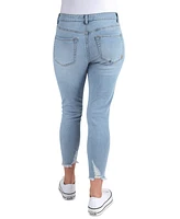 Indigo Rein Juniors' High-Rise Distress Curvy Crop Jeans