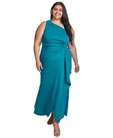 Eliza J Plus Ruched One-Shoulder Gown