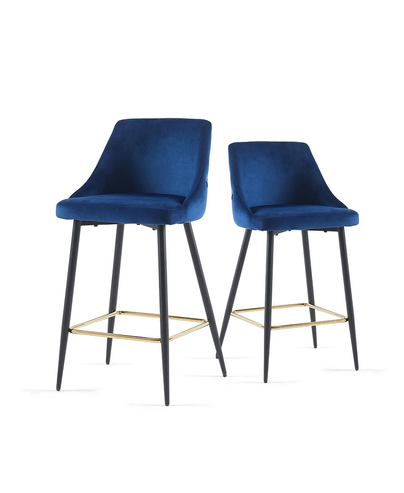 Simplie Fun Blue Velvet Swivel Bar Chair Bar Stool And Metal Modern High Bar Furniture Commercial Furniture