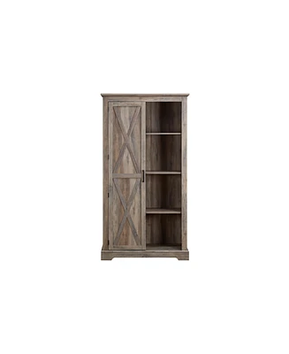 Simplie Fun Rustic farmhouse pantry cupboard with sliding barn doors