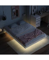 Streamdale Furniture Led Lit Full Size Floating Bed, White