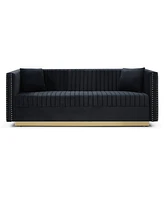 Simplie Fun Modern Black Velvet Sofa with Pillows for Living Room