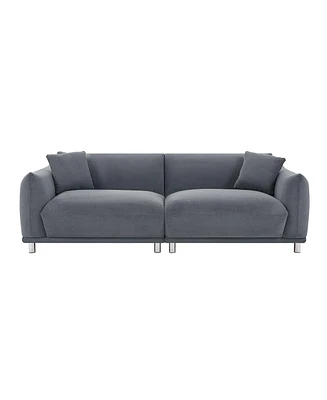 Simplie Fun Modern Dark Grey Sofa with Deep Seats, 2 Pillows
