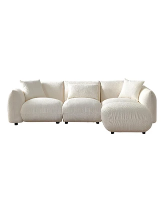 Simplie Fun Modern 3-Seater Sofa Set with Footrest