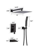 Streamdale Furniture 10 Inch Wall Mounted Rainfall Shower Head System Shower Faucet