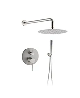 Simplie Fun Round Wall Mounted Shower Combo with Rain Head & Handheld