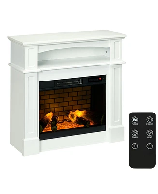 Streamdale Furniture 32" Electric Fireplace with Mantel, Led Flame, Remote Control, 700with 1400W, White