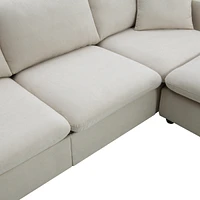 Streamdale Furniture 100.4x64.6" Modern Sectional Sofa, L-Shaped Couch Set With 2 Free Pillows, 4-Seat Fabric