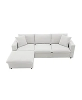 Simplie Fun 100.4x64.6" Modern Sectional Sofa, L-Shaped Couch Set With 2 Free Pillows, 4-Seat Fabric Couch Set