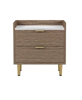 Simplie Fun Modern Wood Nightstand with Marbling Top & 2 Drawers