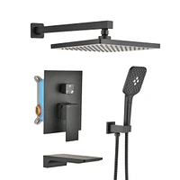 Wall Mounted Shower System with Handheld and Rainfall Shower Heads