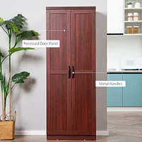63" Freestanding Cherry Wood Pantry with Adjustable Shelves