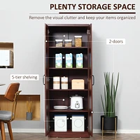 63" Freestanding Cherry Wood Pantry with Adjustable Shelves