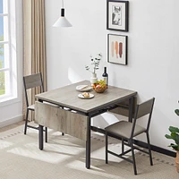 Folding Dining Table, 1.2" Thick, Grey, 63.2" L X 35.5" W X 30.5" H