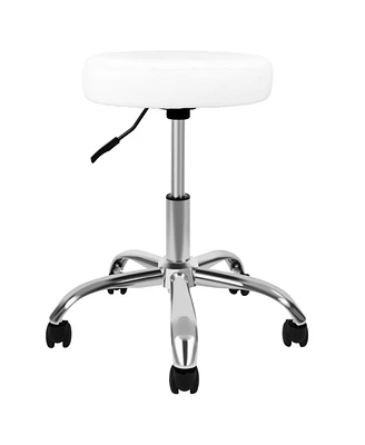 Simplie Fun Round Stool Chair With Wheels Height Adjustable, White