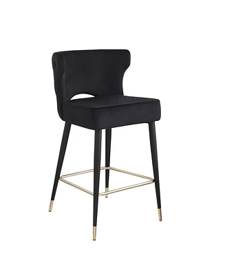 Simplie Fun Contemporary Velvet Upholstered Counter Stool with Gold Tip