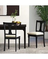 2 Pcs Wood Chair Antique Upholstered with Storage Space