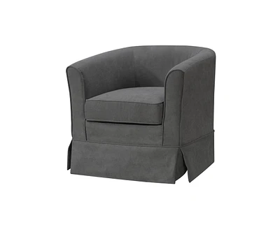 Simplie Fun Tucker Gray Woven Fabric Swivel Barrel Chair