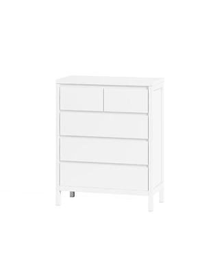 Simplie Fun 31.61"4-Tier 5-Drawer Mdf Storage Cabinet, For Bedroom, Living Room, Dining Room, Hallways, White