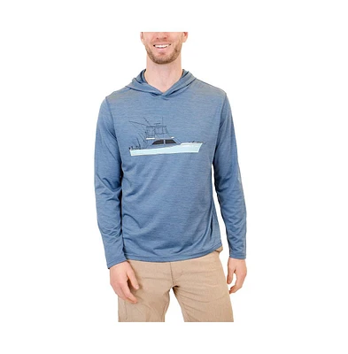 Mountain and Isles Men's Sun Protection Fishing Boat Graphic Hoodie