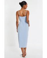 Quiz Women's Linen Wrap Strappy Midi Dress