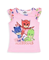 Pj Masks Toddler Girls Gekko Cat Owlette Team Awesome Sleep Pajama Set Shorts