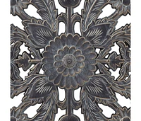 Botanical Panel Distressed Carved Wood 2-Piece Wall Decor Set