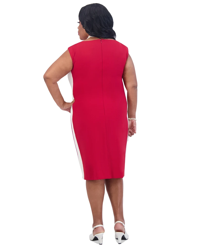 Kasper Women's Boat-Neck Side-Stripe Sheath Dress