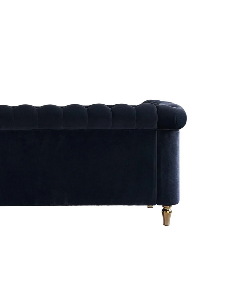 Simplie Fun Chesterfield Velvet Sofa 84.65 Inch For Living Room