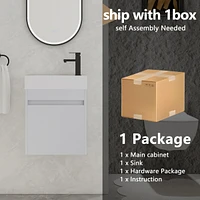 18" Floating Wall-Mounted Bathroom Vanity With Resin Sink & Soft-Close Cabinet Door