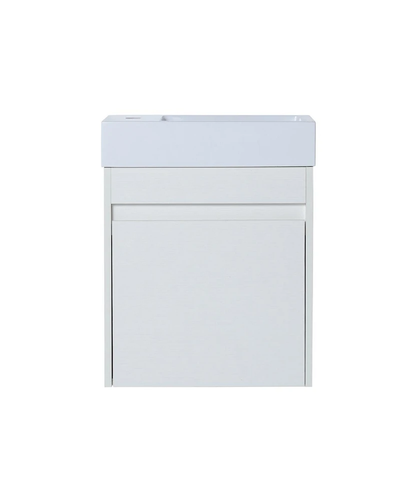 18" Floating Wall-Mounted Bathroom Vanity With Resin Sink & Soft-Close Cabinet Door
