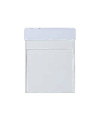 18" Floating Wall-Mounted Bathroom Vanity With Resin Sink & Soft-Close Cabinet Door
